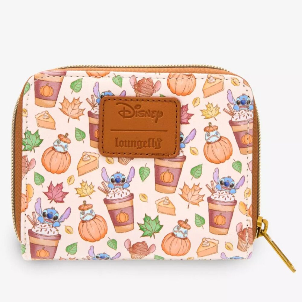NEW WITH TAGS Loungefly Disney Stitch Pumpkin Spice Latte Mini Zipper Wallet